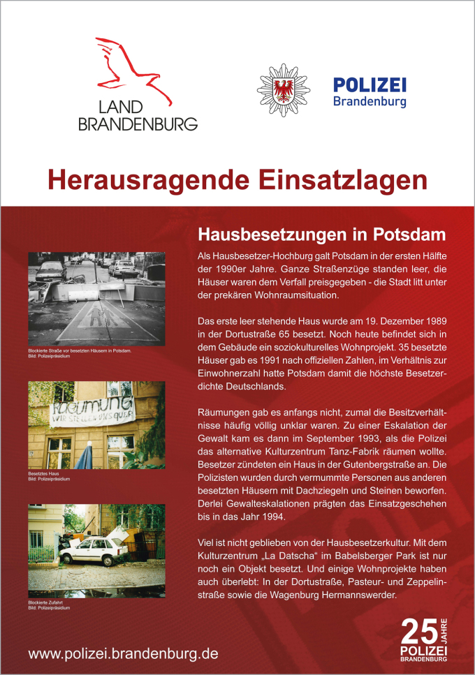 25 Jahre Polizei Brandenburg - Hausbesetzung in Potsdam
