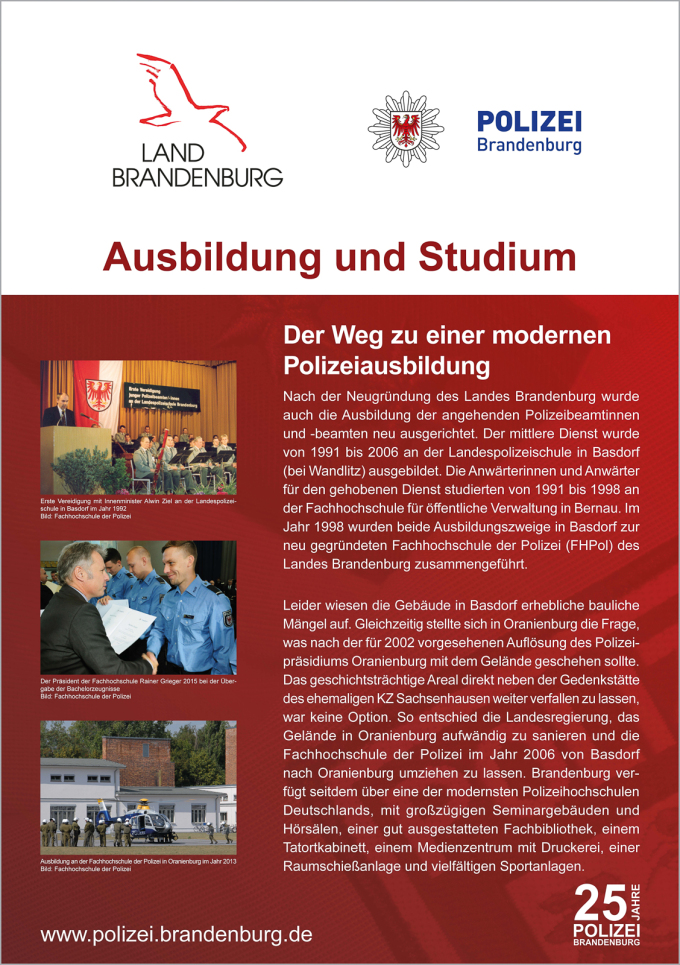 25 Jahre Polizei Brandenburg - Der Weg zu einer modernen Polizeiausbildung